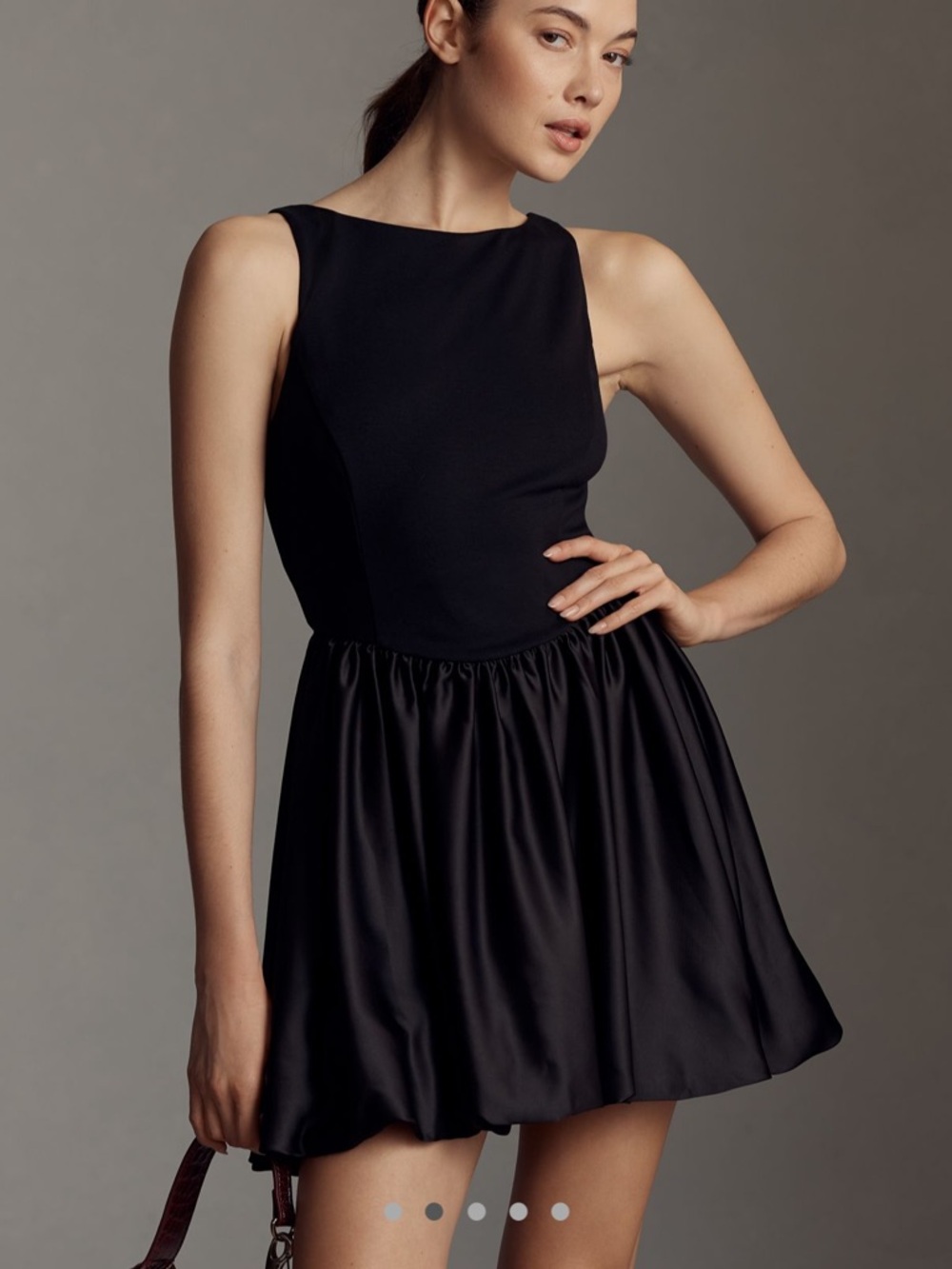 MAEVE Black Sleeveless Satin Skater Dress - Women